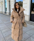Manteau long élégant ceinturé pour femme Mellody – Mélange de laine de qualité supérieure