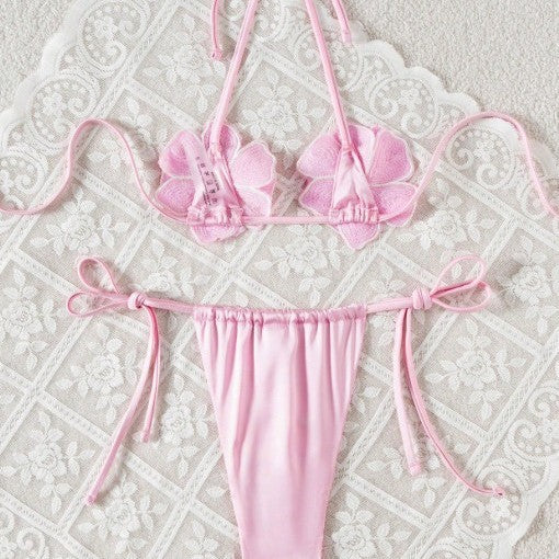 Sidonie — Bikini deux-pièces à finitions métallisées rose