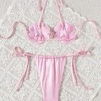Sidonie — Bikini deux-pièces à finitions métallisées rose