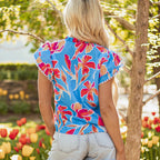Printed ruffled T-shirt — Soft and lightweight