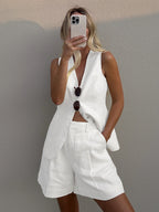 Ensemble débardeur chemise short en coton et lin - Chic&Shines