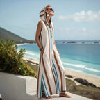 Robe midi sans manches avec capuche et poches