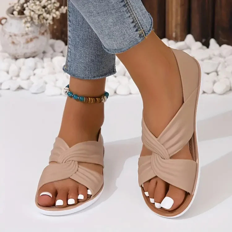 Sandales d'été confortables à semelle souple et à motif de nœuds pour femmes
