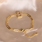 Bracelet clip en zircone pendentif lettre