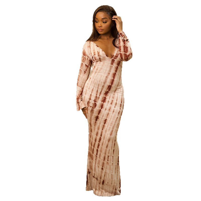 Robe longue color-block blanc et caramel