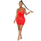 Robe courte dos nu en résille strass - Chic&Shines
