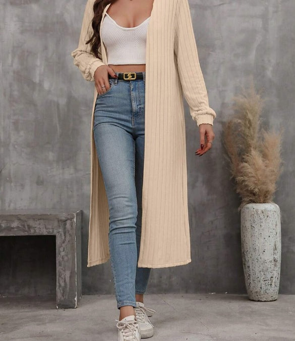 Long ribbed long-sleeved jacket