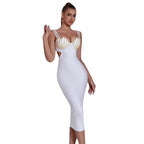 Robe de soirée perlée taille haute