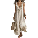 Robe longue dentelle casual fluide sans manches