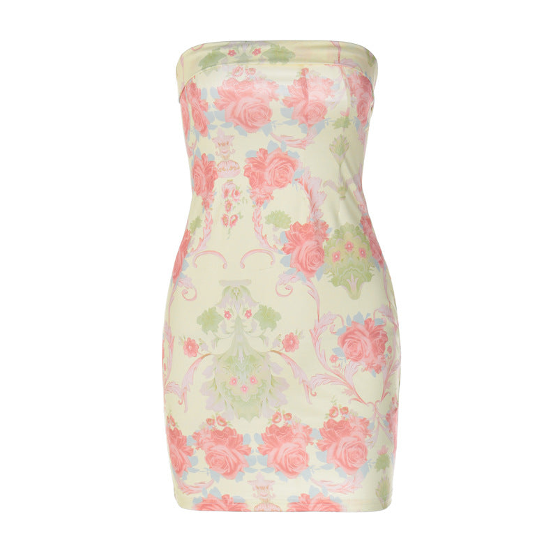 Floral fitted dress — Apricot