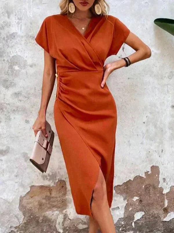 Chic V-neck midi dress - Autumn Edition