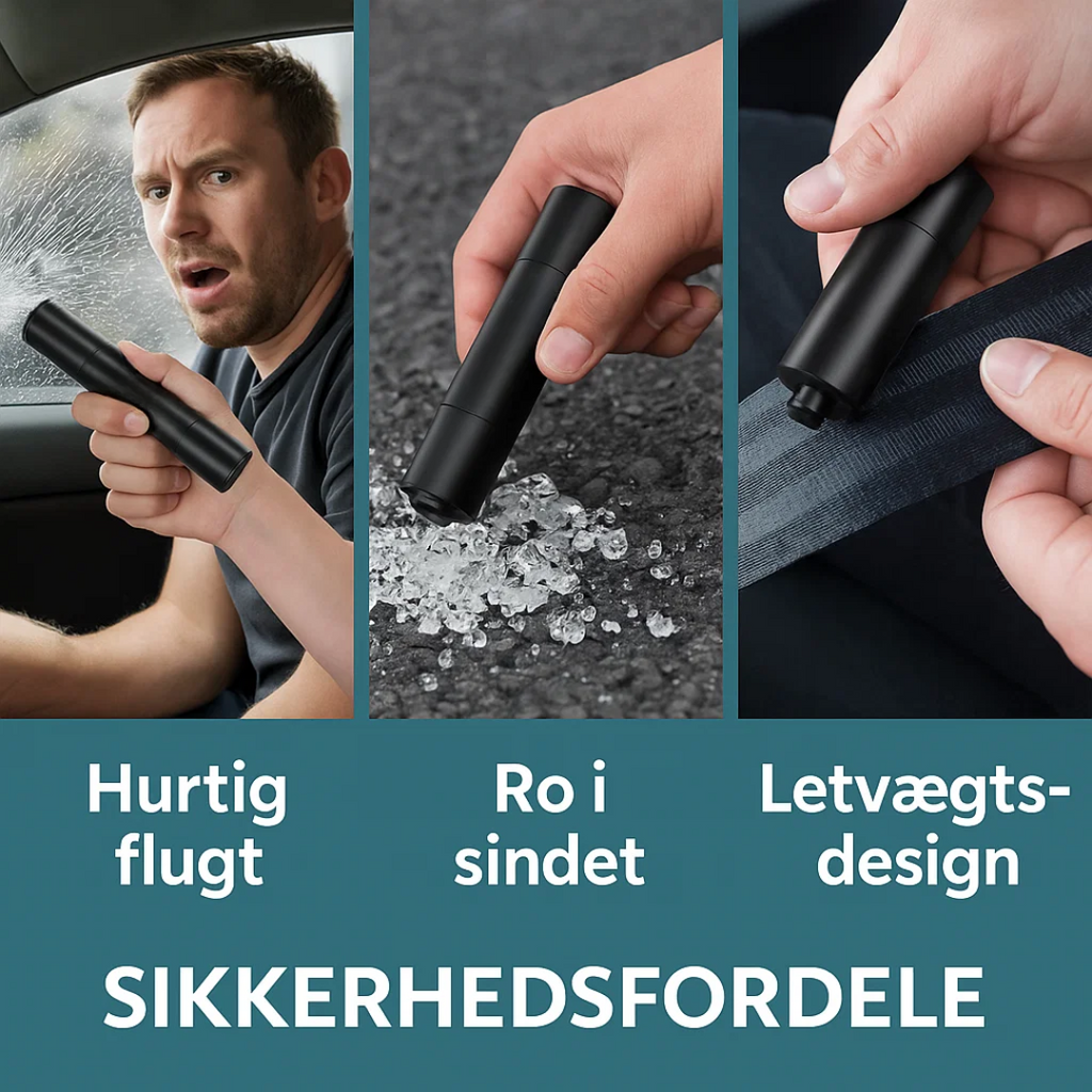 SafeKey | Outil d'urgence 2-en-1 | Brise-vitre et coupeur de sécurité