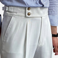 Pantalon drapé taille haute pour homme