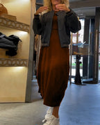 Alessandra | Robe Midi Col Ronde Automne