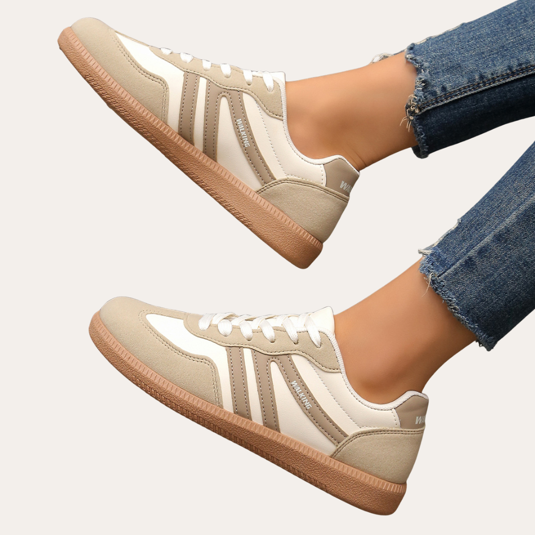 Baskets orthopédiques en cuir pour femmes - Chaussures de loisirs confortables avec voûte plantaire, semelle souple & forme ergonomique
