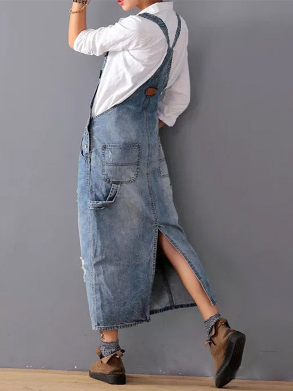 SEVERINE | Robe trench en denim avec fente - Intemporelle et résistante