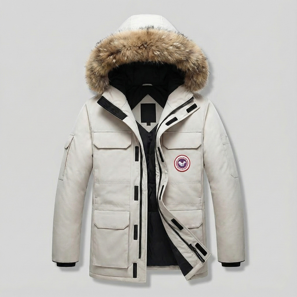 Men's Warm Thick Parka Comfortable Winter Jacket with Fur Hood
