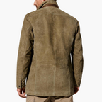 Veste en daim pour homme avec col en cuir