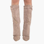 Women's suede orthopedic boots with a low heel