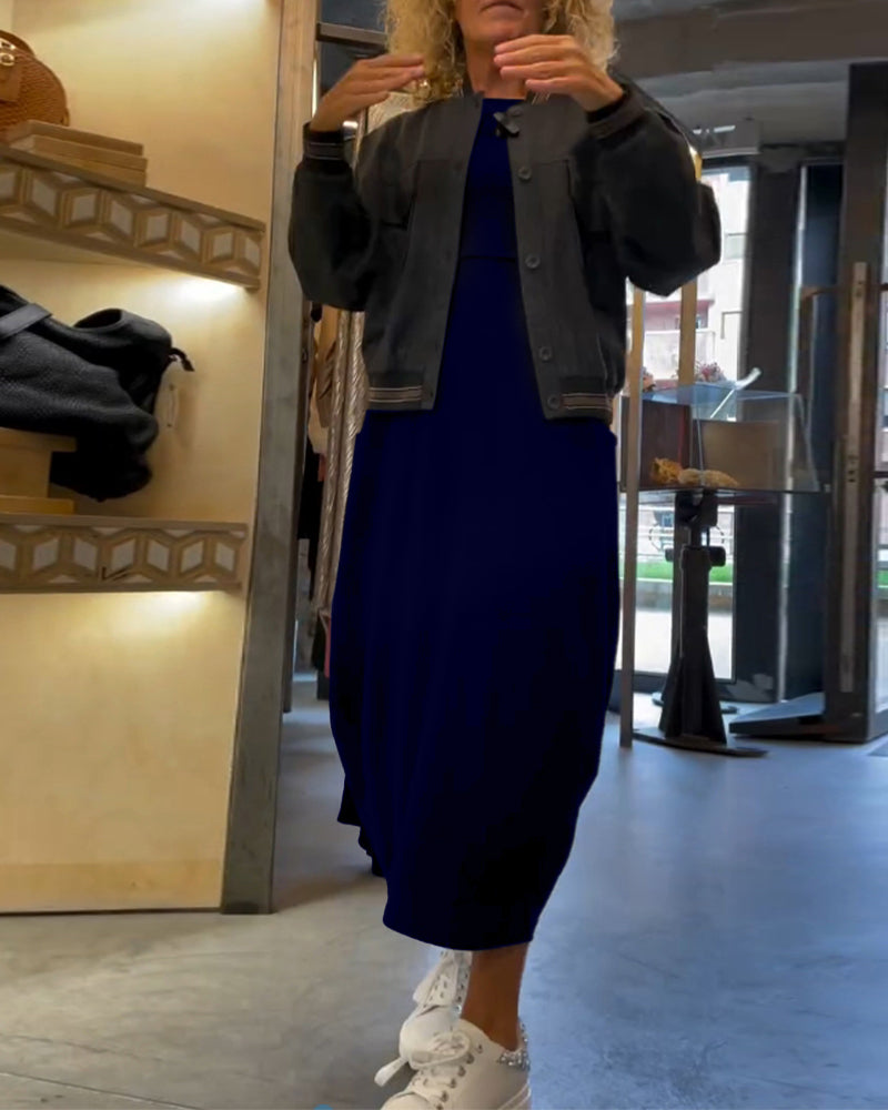 Alessandra | Robe Midi Col Ronde Automne