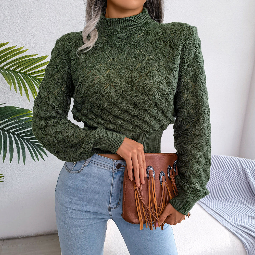 Textured knit crisscross top in color
