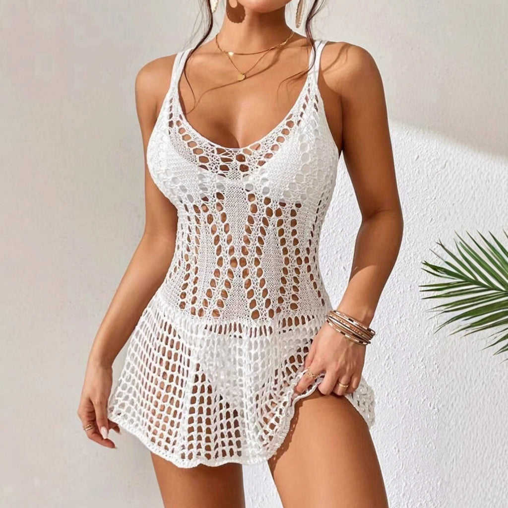 Off-white openwork wrap dress
