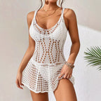 Off-white openwork wrap dress