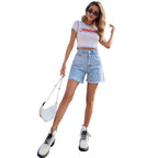 Short en jean taille haute – Coupe droite intemporelle