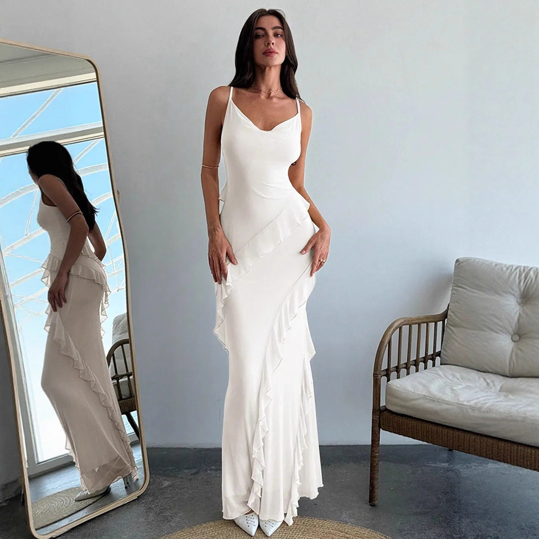 Robe Asymétrique Sans Manches À Volants