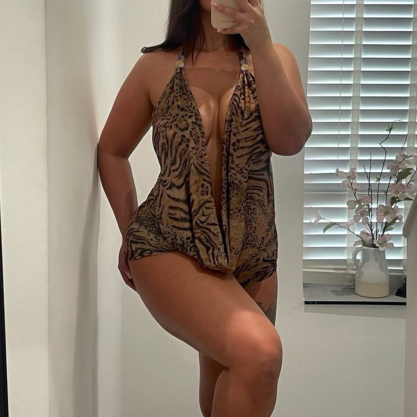Alessandra — Leopard Lace-Up Beach Shorts Set