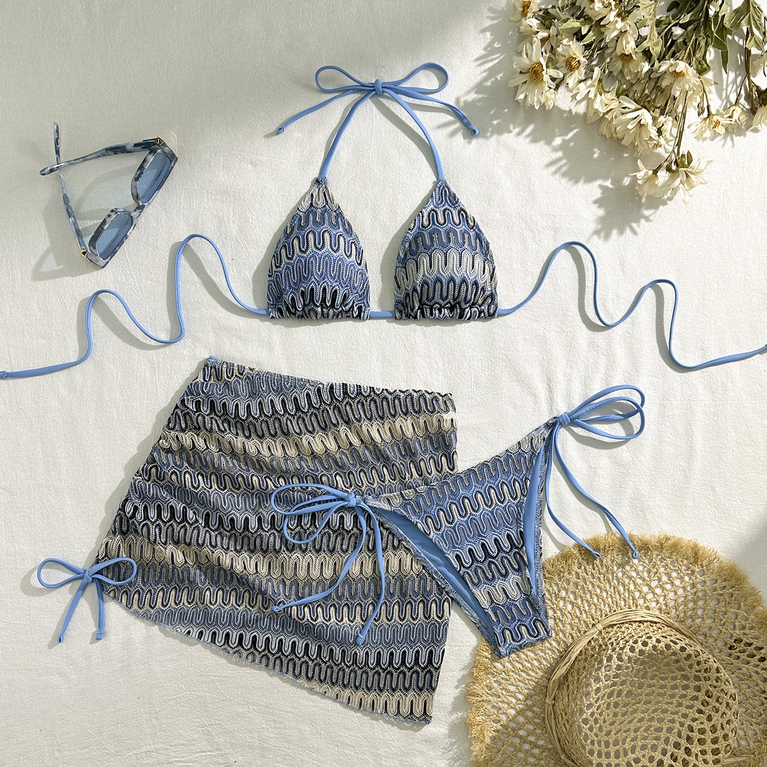 Sienna — Ensemble trois pièces bleu