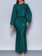 Robe longue à manches longues pailleté de soirée - Chic&Shines