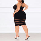 Robe courte à bretelles rayées taille mi-haute
