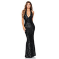 Robe longue col V licou dos nu - Chic&Shines