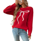 Pull rétro à nœud en jacquard brillant