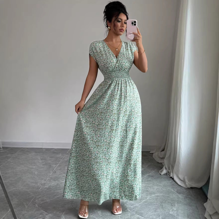 Robe d'été vert amande — Coupe cache-cœur affinante