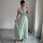 Robe d'été vert amande — Coupe cache-cœur affinante