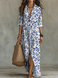 Printed shirt dress with shirt collar, relaxed fit