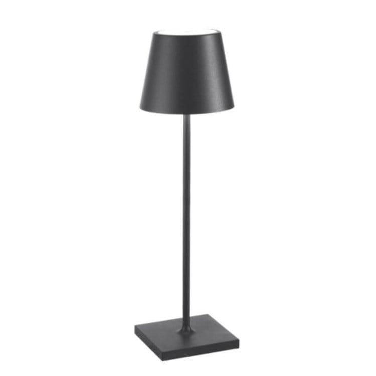 Lampe de table moderne noire, design minimaliste, abat-jour conique, base carrée, éclairage intérieur élégant, décoration maison contemporaine.