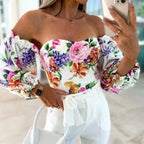 Sexy Printed Off-the-Shoulder Top