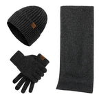 Set d'hiver décontracté avec bonnet, écharpe et gants pour hommes