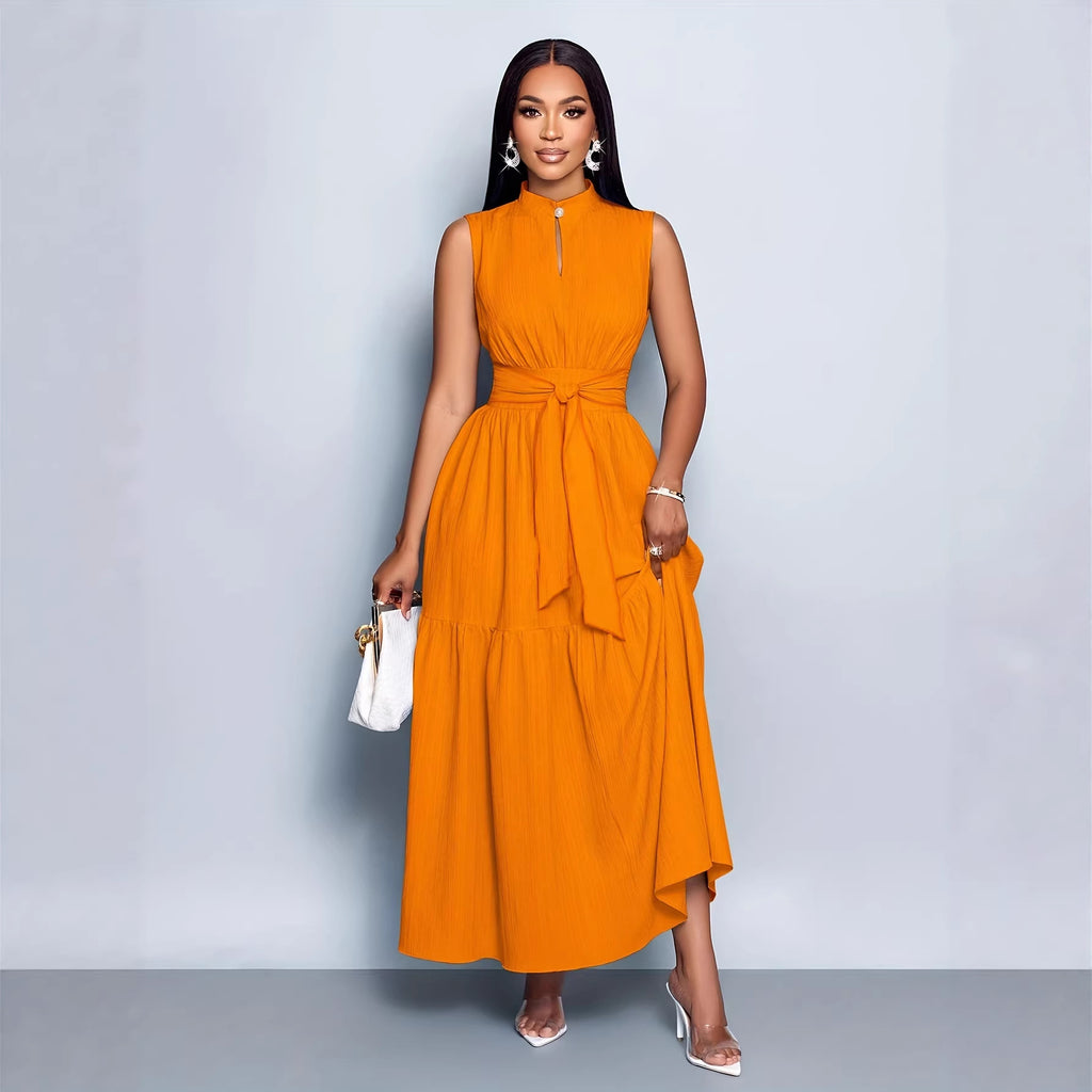Robe patchwork à lacets et dentelle — Orangé