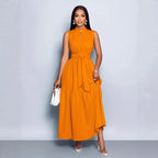 Robe patchwork à lacets et dentelle — Orangé