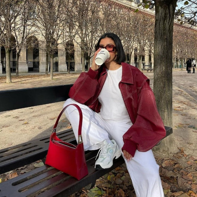 FrenchFaye - Autumn Oversized Leather Jacket
