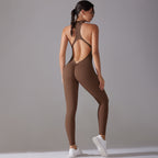 Combinaison pantalon de sport à fermeture éclair dos nu - Chic&Shines