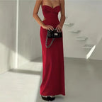 Robe Longue Dos Nu Élégante — Noir, Rouge ou Marron