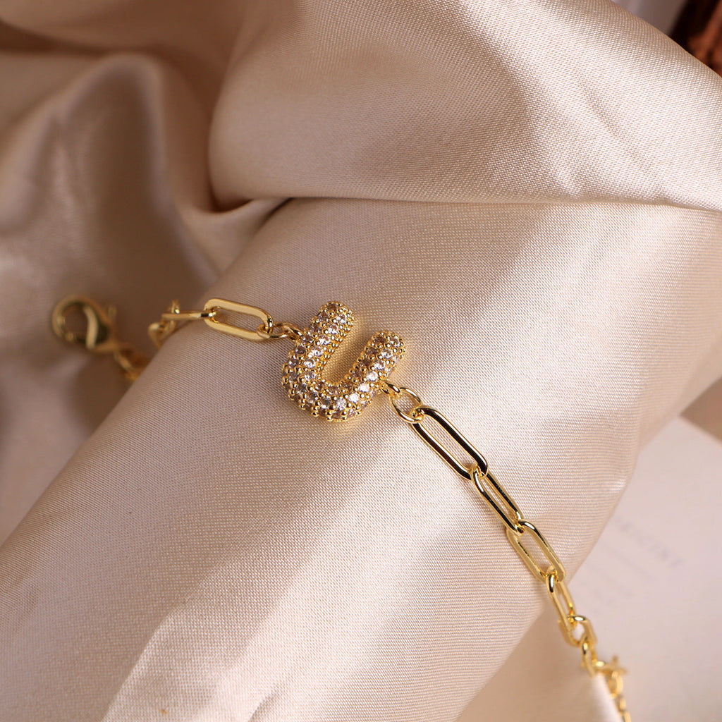Bracelet clip en zircone pendentif lettre - Chic&Shines