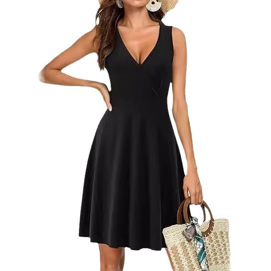 Robe sans manches motifs floraux noir élégant