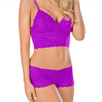 Ensemble lingerie haut a bretelle et boxer en dentelle - Chic&Shines