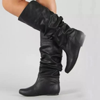 Bottes mi-mollet souples pour femmes avec revers | Bottes longues confortables à tige basse